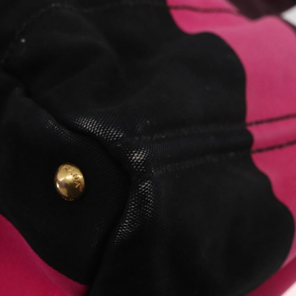PRADA Canapa GM Hand Bag Canvas Pink Black Auth bs31630 - Picture 16 of 16